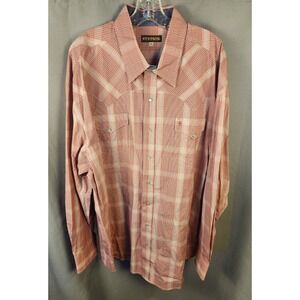 Stetson Shirt Mens 3XL Red Plaid Western Pearl Snap Long Sleeve Cowboy